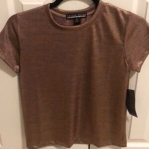Prince Peter Collection Rose Gold/Copper Short Sleeve Metallic Top